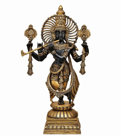 Brass Krishna Sculpture 24" craftsview