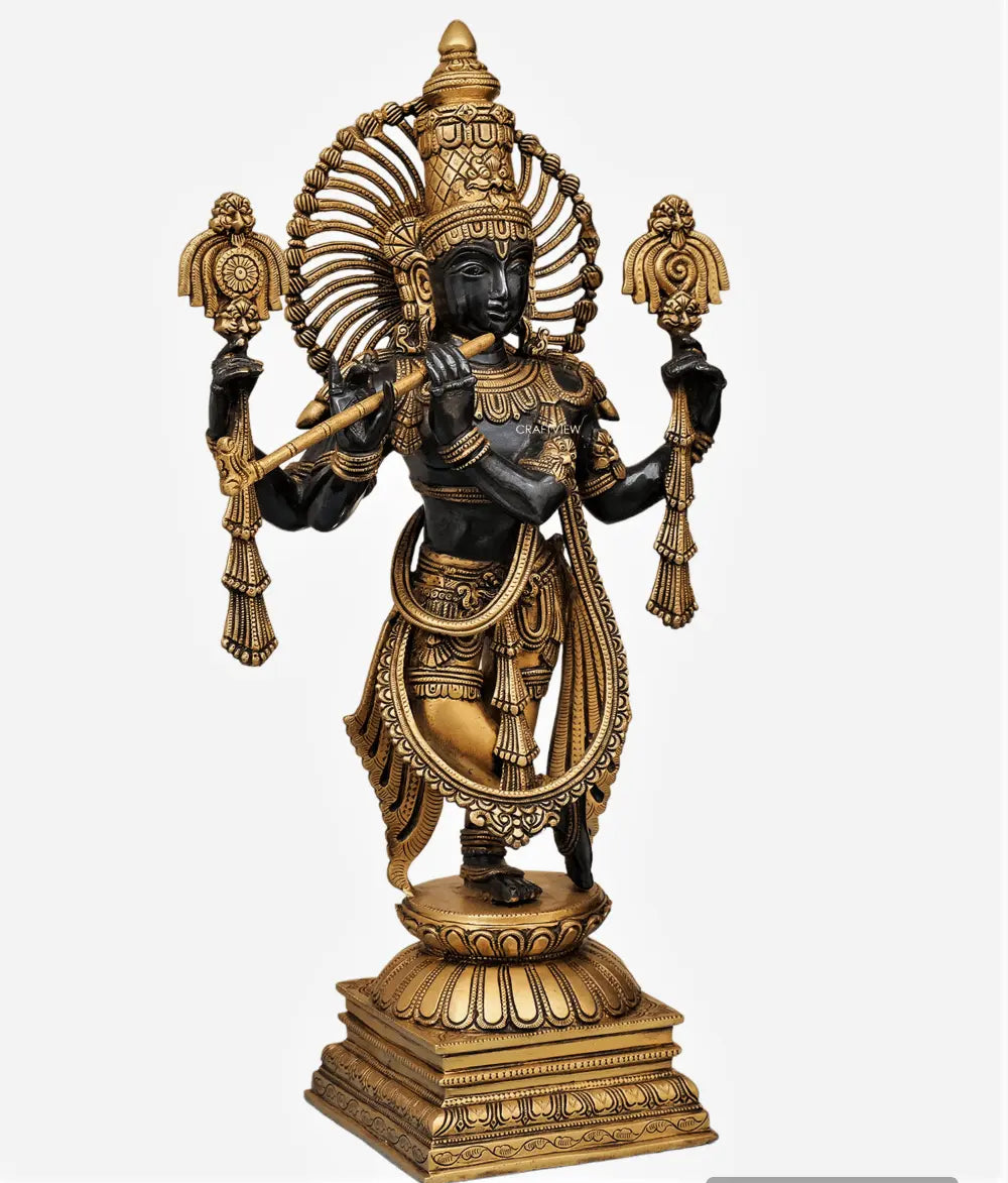 Brass Krishna Sculpture 24" craftsview