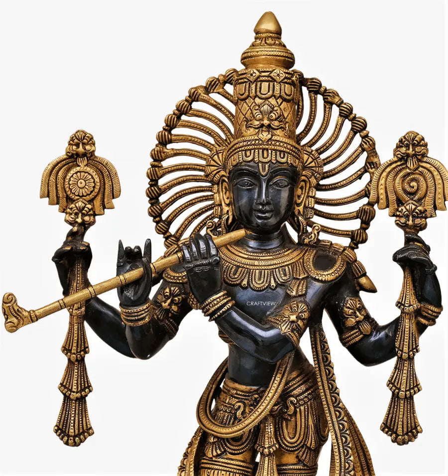 Brass Krishna Sculpture 24" craftsview