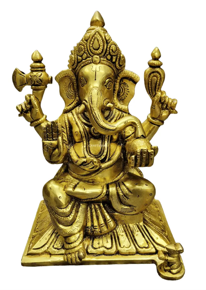 9" Brass Lord Ganesha Sculpture Craftsview