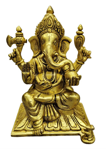 9" Brass Lord Ganesha Sculpture Craftsview