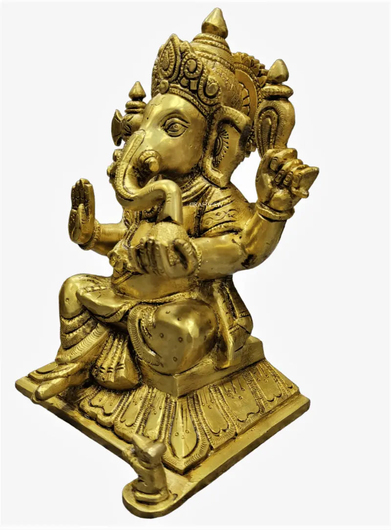 9" Brass Lord Ganesha Sculpture Craftsview