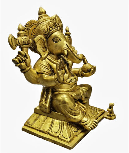 9" Brass Lord Ganesha Sculpture Craftsview