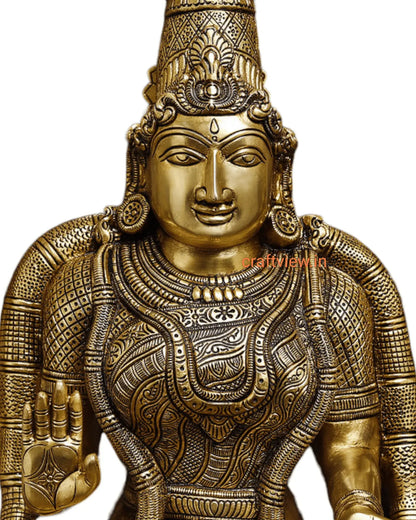 Brass Padmavati Goddess Lakshmi Sculpture | Handmade Superfine Crafted By Artist - Craftview