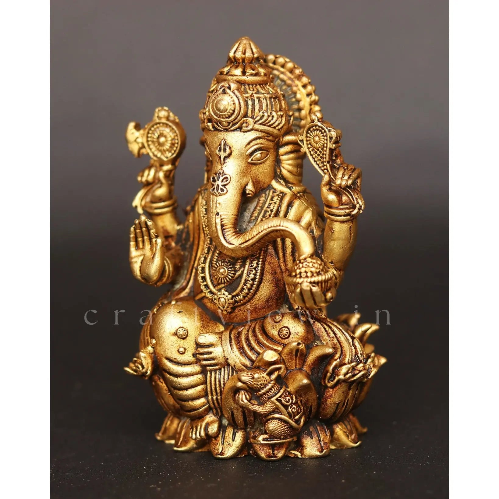 4" Superfine Ganesh Lakshmi Sarasvati Brass Idols Set of 3 Peace's - Craftview