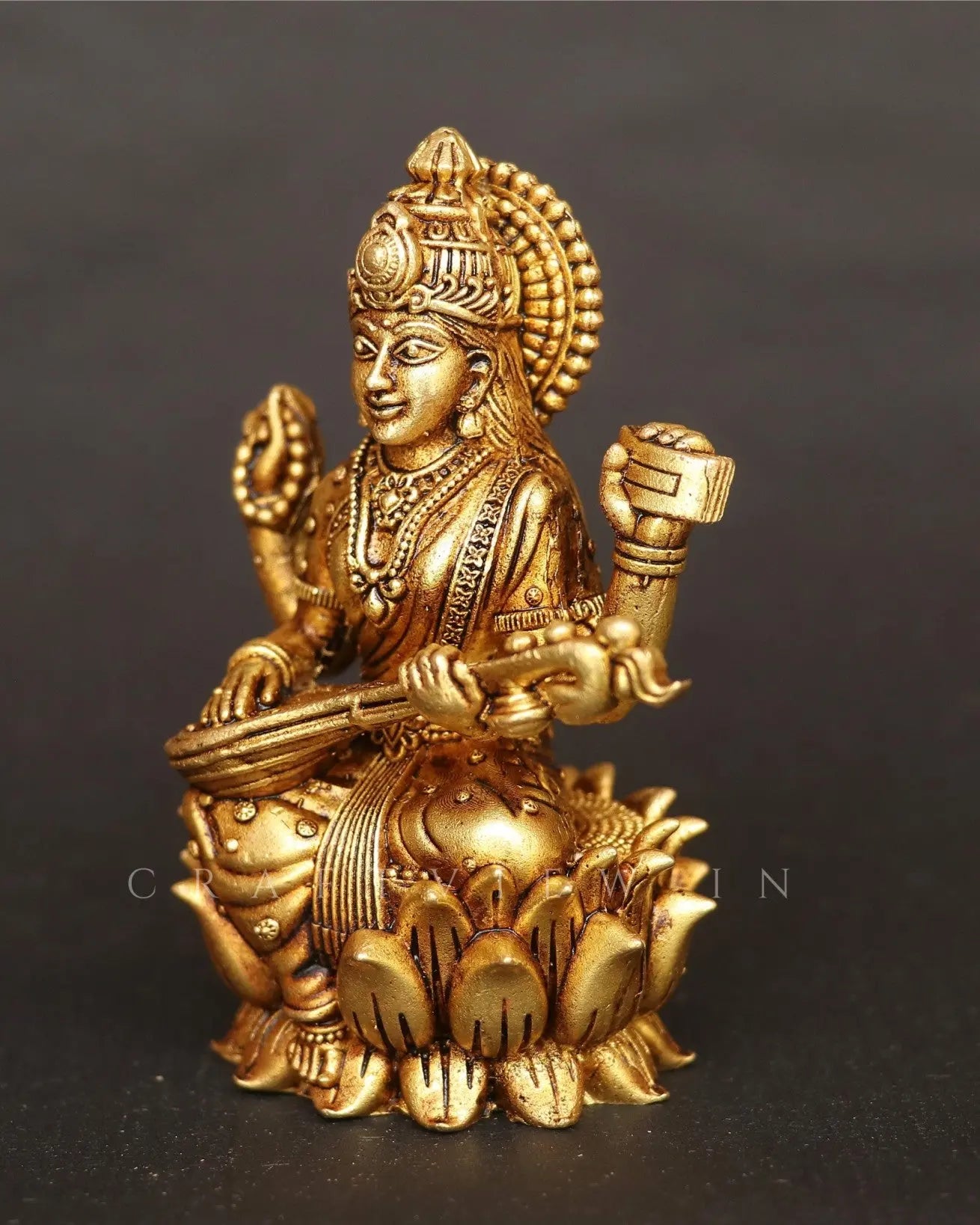 4" Superfine Ganesh Lakshmi Sarasvati Brass Idols Set of 3 Peace's - Craftview