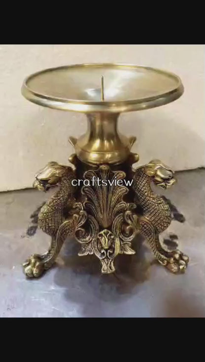 Brass Decor Candle Stand Figurine 7"