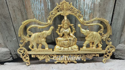 Brass Gajh Lakshmi Wall Ascents front Door Statue