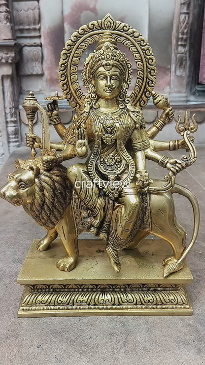 Brass Durga (Ma Sherawali) Statue 17"