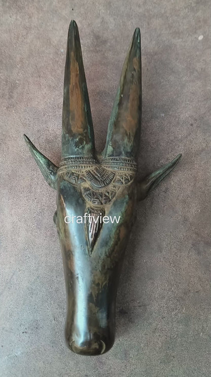 Brass Deer Wall Hanging Mask – Décor Figurine