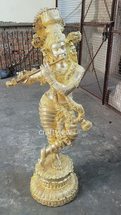 Brass Large Lord Krishna Statue 45″ Made by Artist