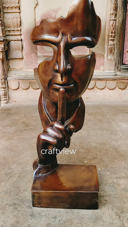 20'' Artistic Silent Man Mask Brass Table Piece Home Decoration