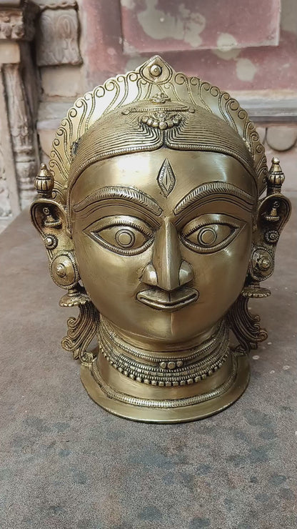 Brass Parvati (Gouri) Head Decor Showpiece 12"