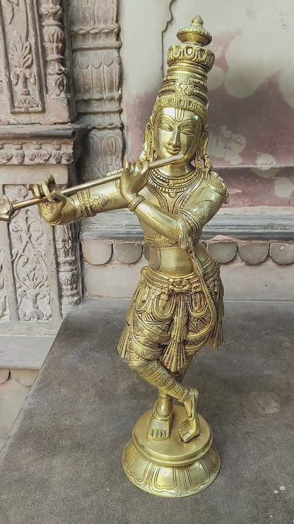23"Brass Krishna Idol | Original Piece