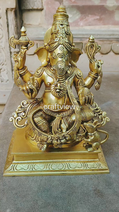 32cm Dakshinabhimukhi Brass Ganesh Idol