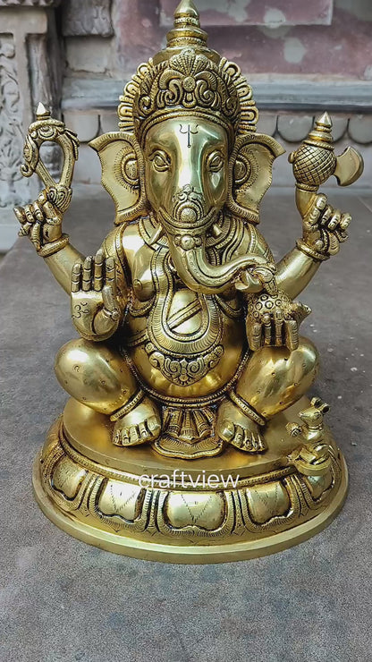 Brass Lord Ganesh Statue super fine 14"