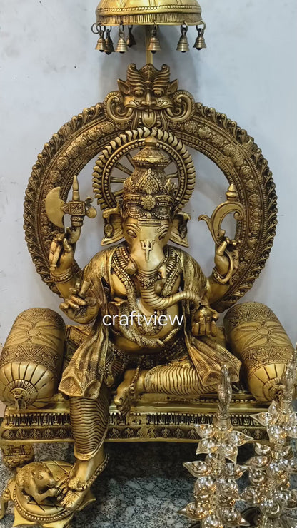 46.5" Brass Lord Ganesh Statue Big Size Superfine