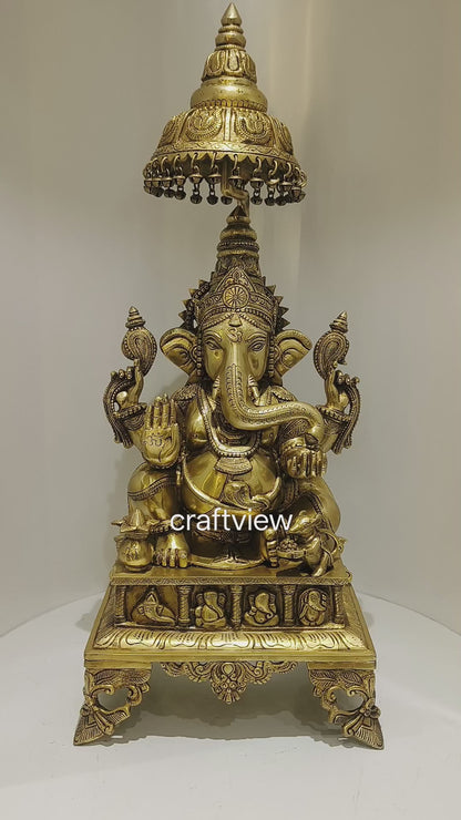 Brass Ganesh Singhashan Home Accents 34"