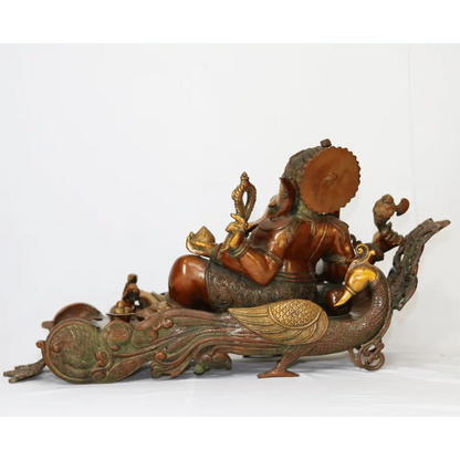 Reclined Brass Ganesha Statue 17" craftsview