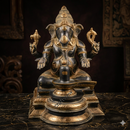 Brass Lingam Lord Ganesh Statue Superfine