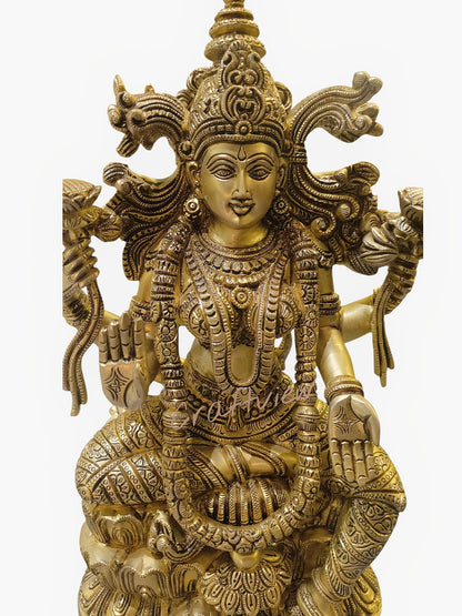 Brass Superfine Handmade Lakshmi Statue. 15"