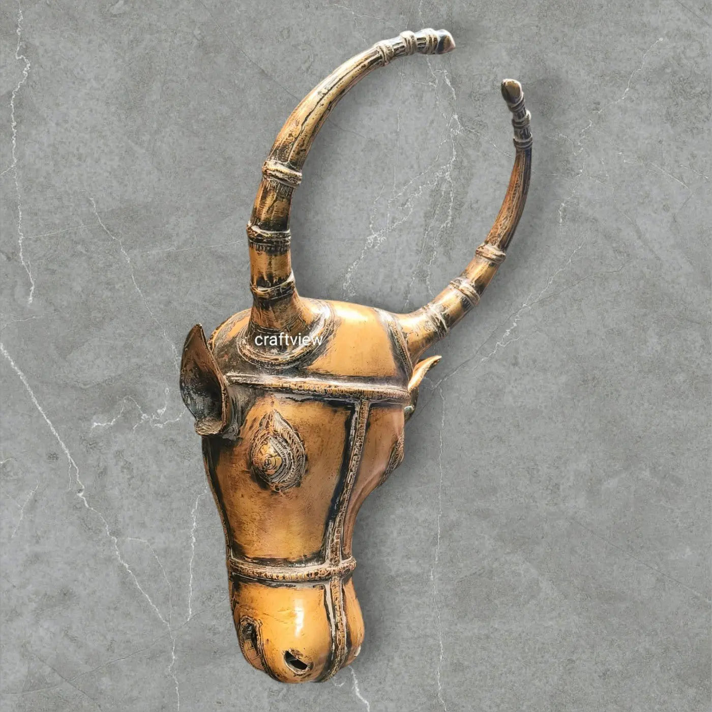 18"Brass Wall Hanging Bull Mask Décor Craftsview