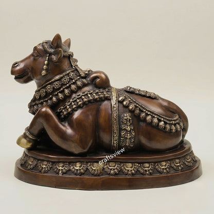 Brass Nandi Bull Sculpture – The Sacred Guardian of Devotion