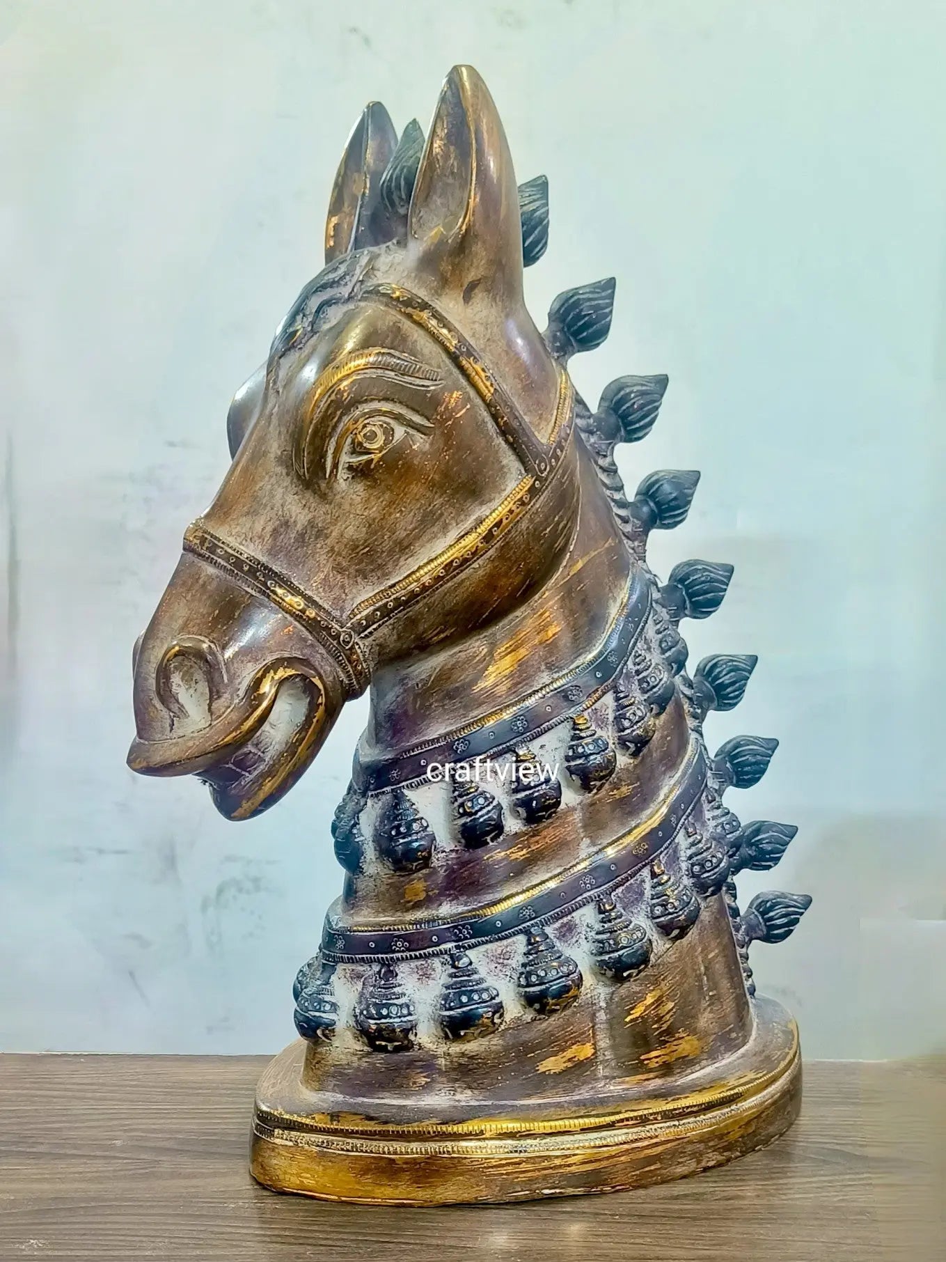 Brass Horse Head Figurines | Animal Sculptures 14" Craftsview