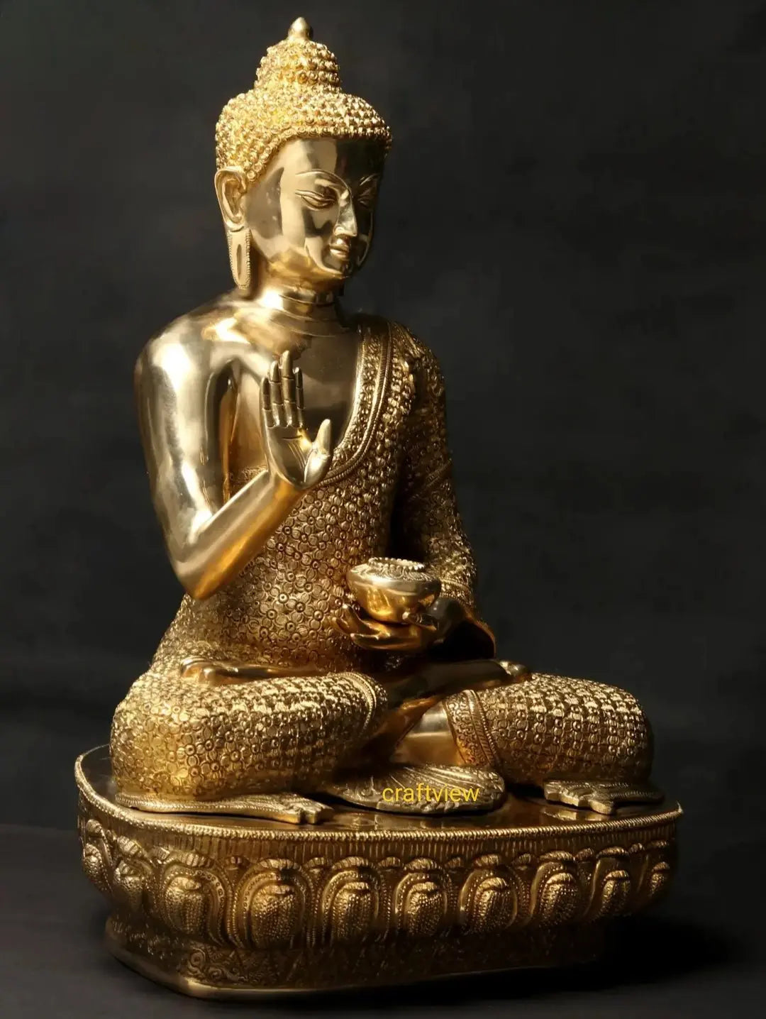 22"Brass Lord Buddha Blessing Statue  Superfine Craftsview