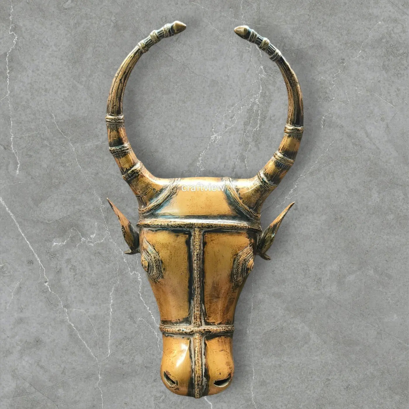 18"Brass Wall Hanging Bull Mask Décor Craftsview