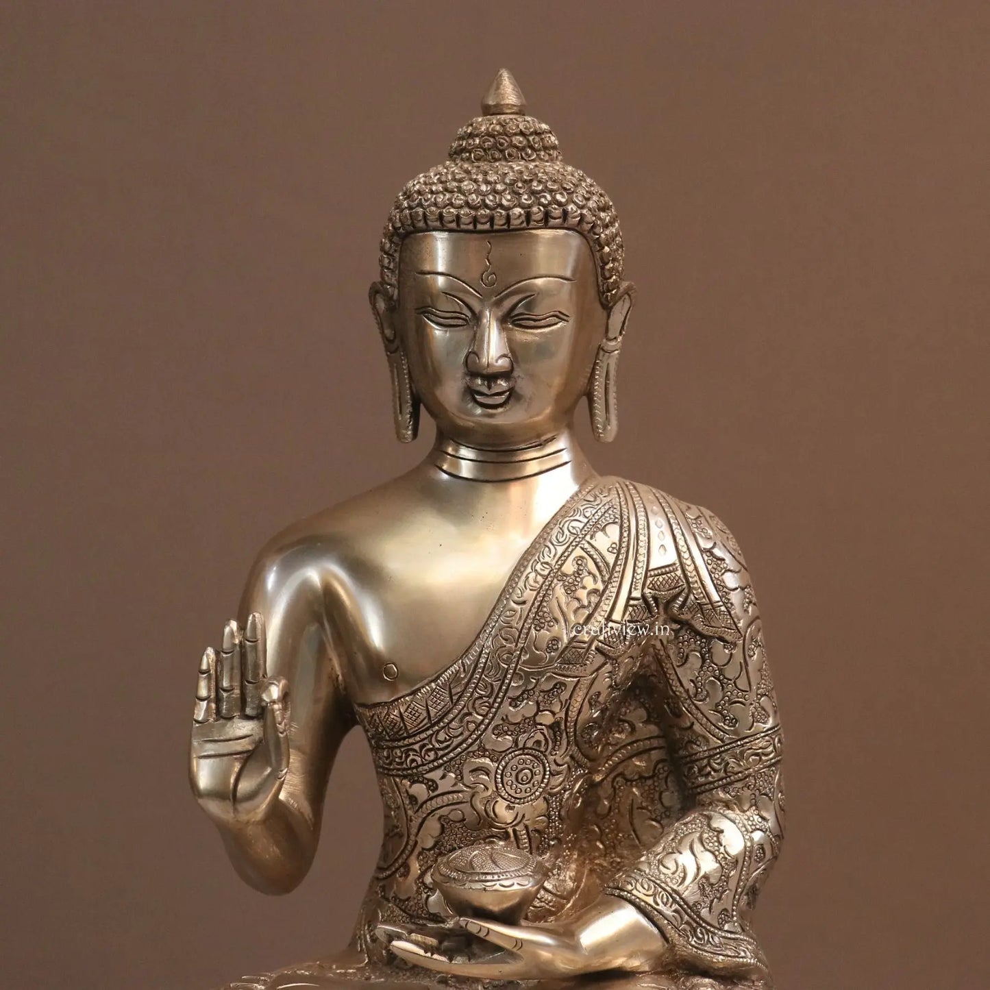 Brass Buddha Blessing Statue 13" Craftsview