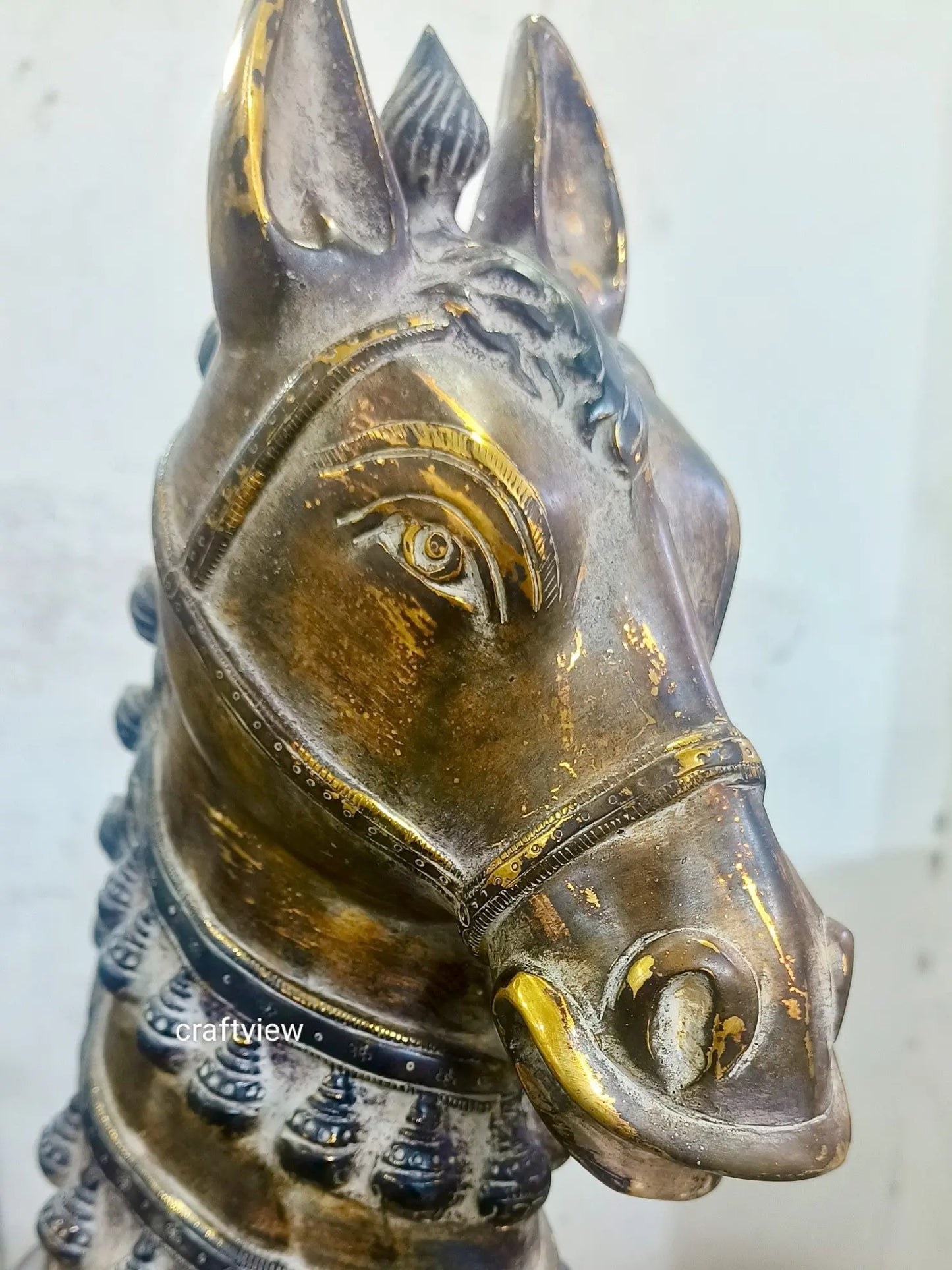 Brass Horse Head Figurines | Animal Sculptures 14" Craftsview