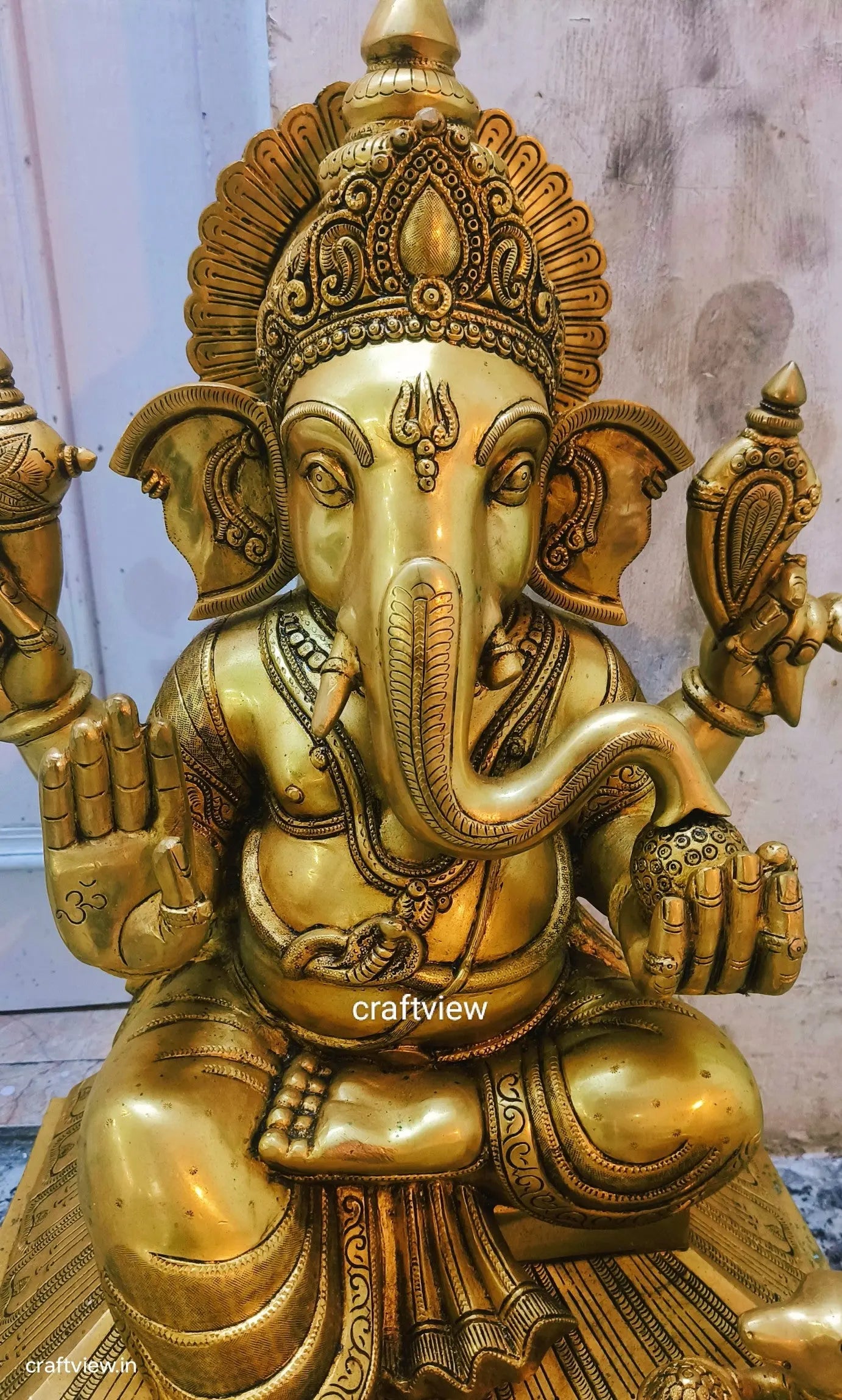 27" Brass Lord Ganesh Statue Big Size Superfine Craftsview