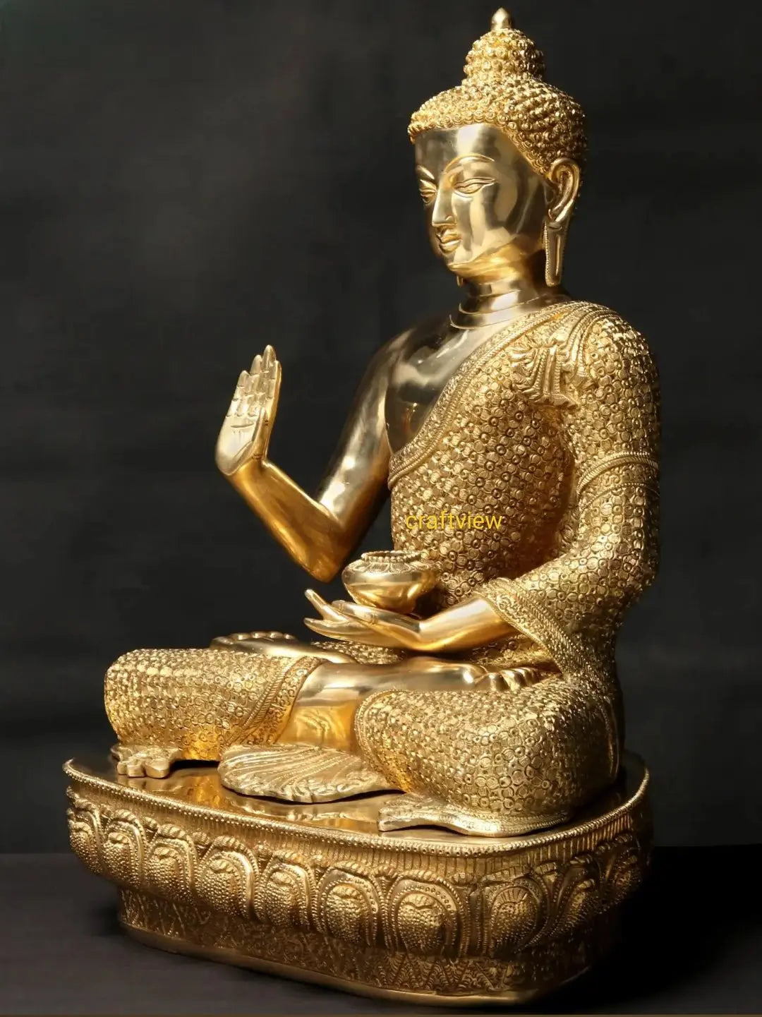 22"Brass Lord Buddha Blessing Statue  Superfine Craftsview