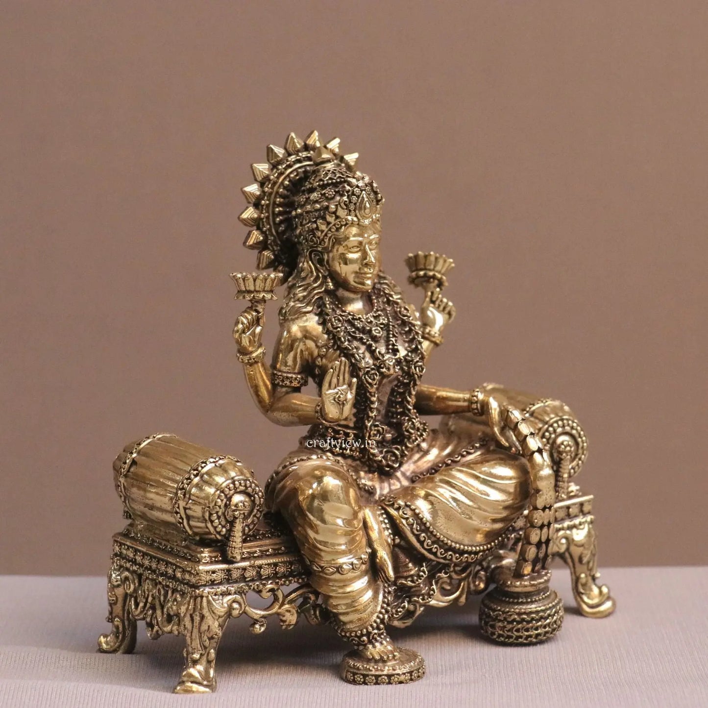 5.5" Superfine Artistic Brass Lakshmi Idols Craftsview