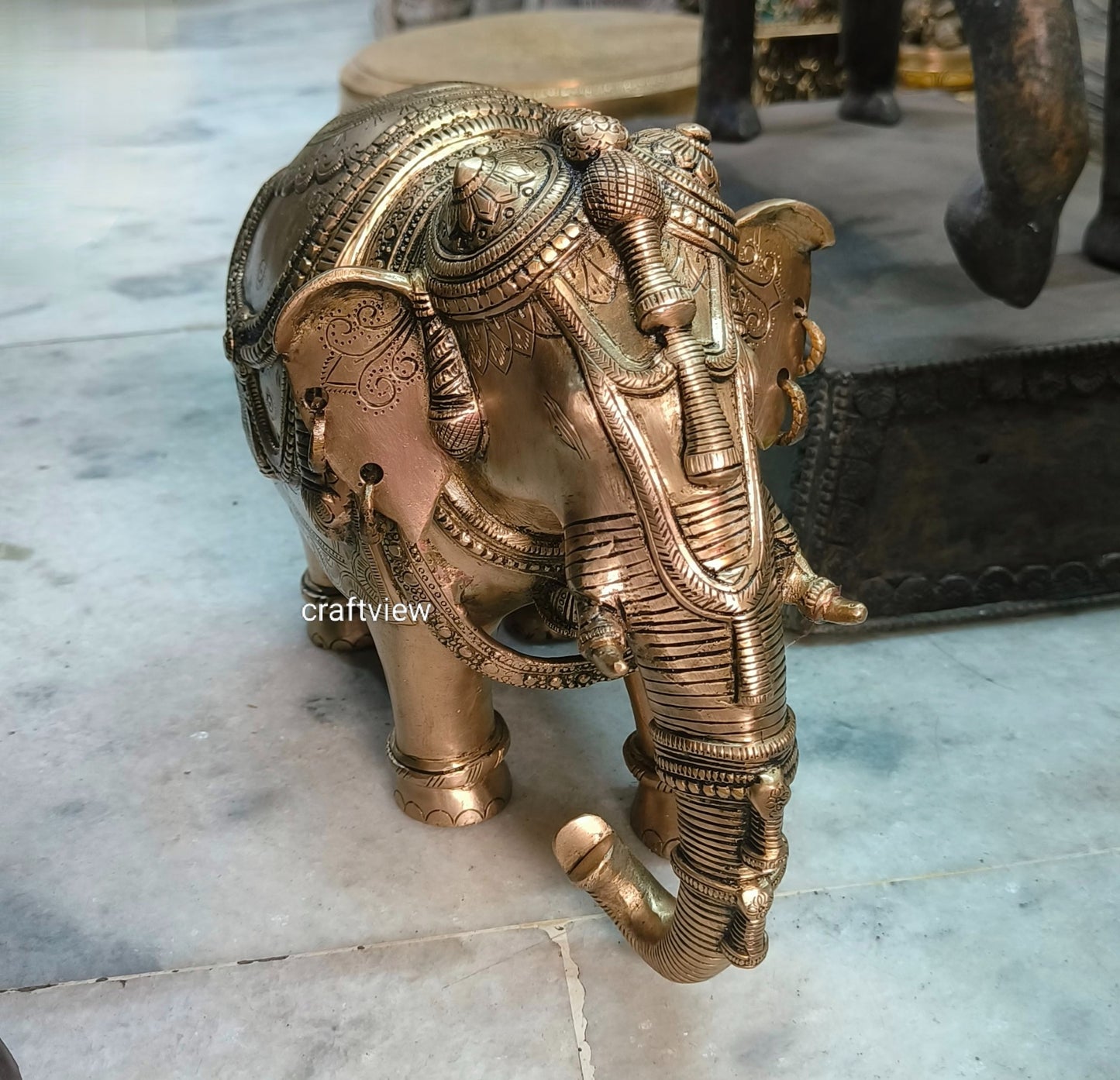 Elegant Brass Elephant Figurine 10"