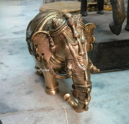 Elegant Brass Elephant Figurine 10"