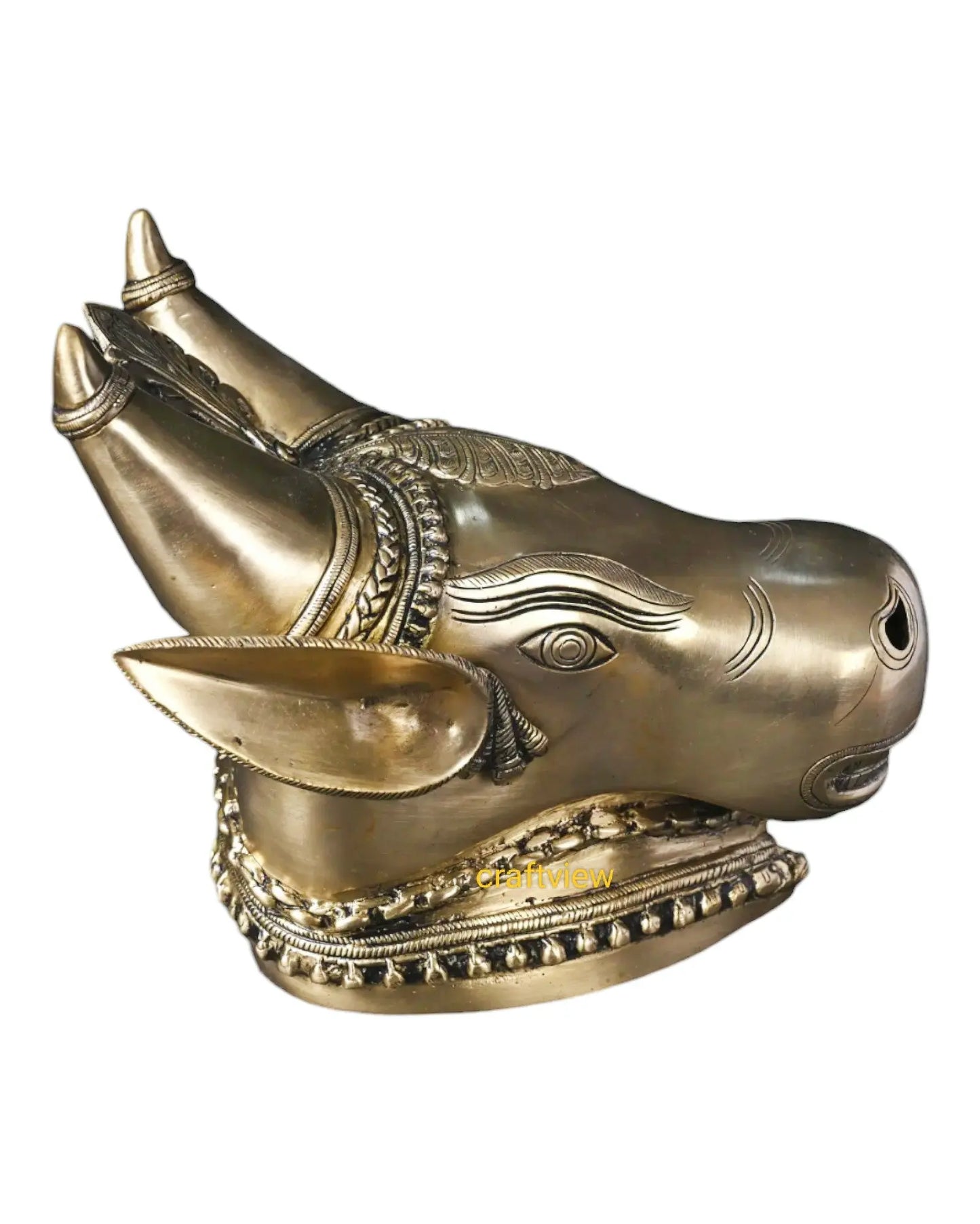 9" Brass Wall Hanging Nandi Head Figurine Craftsview