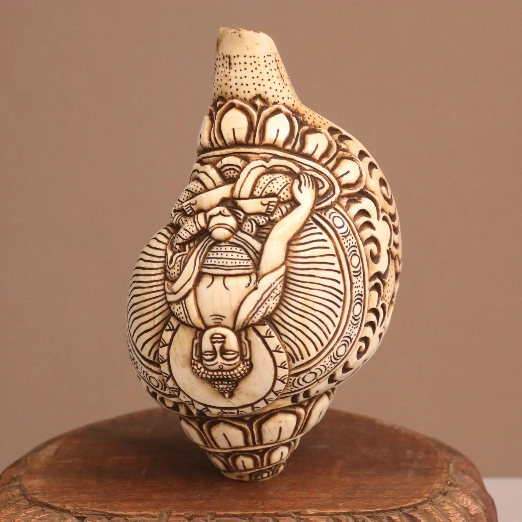 Pure Tibetan Natural Conch Hand Carved Buddha Statue craftsview