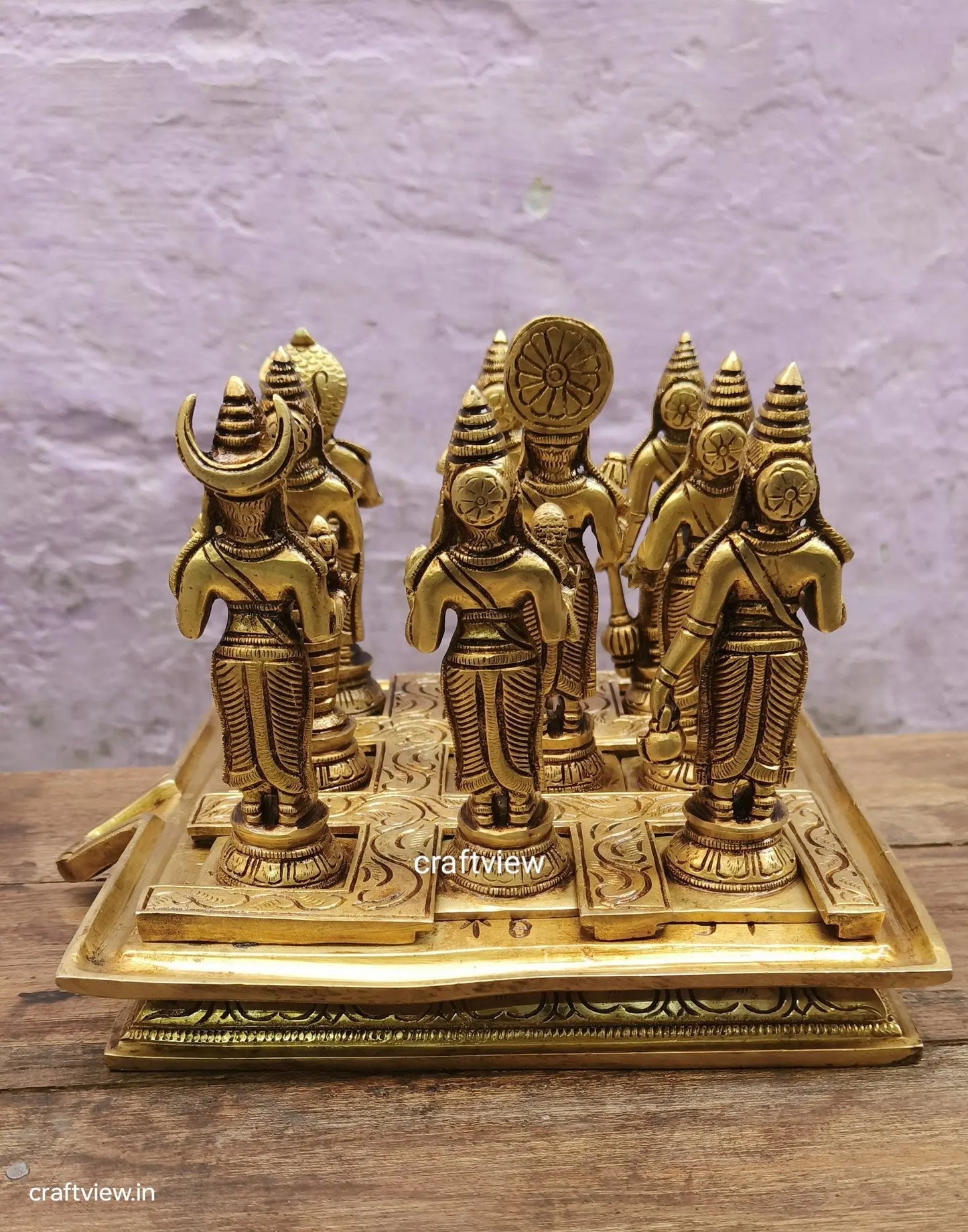 7" Brass Navgrah Statues with Abhishekam Base Craftsview