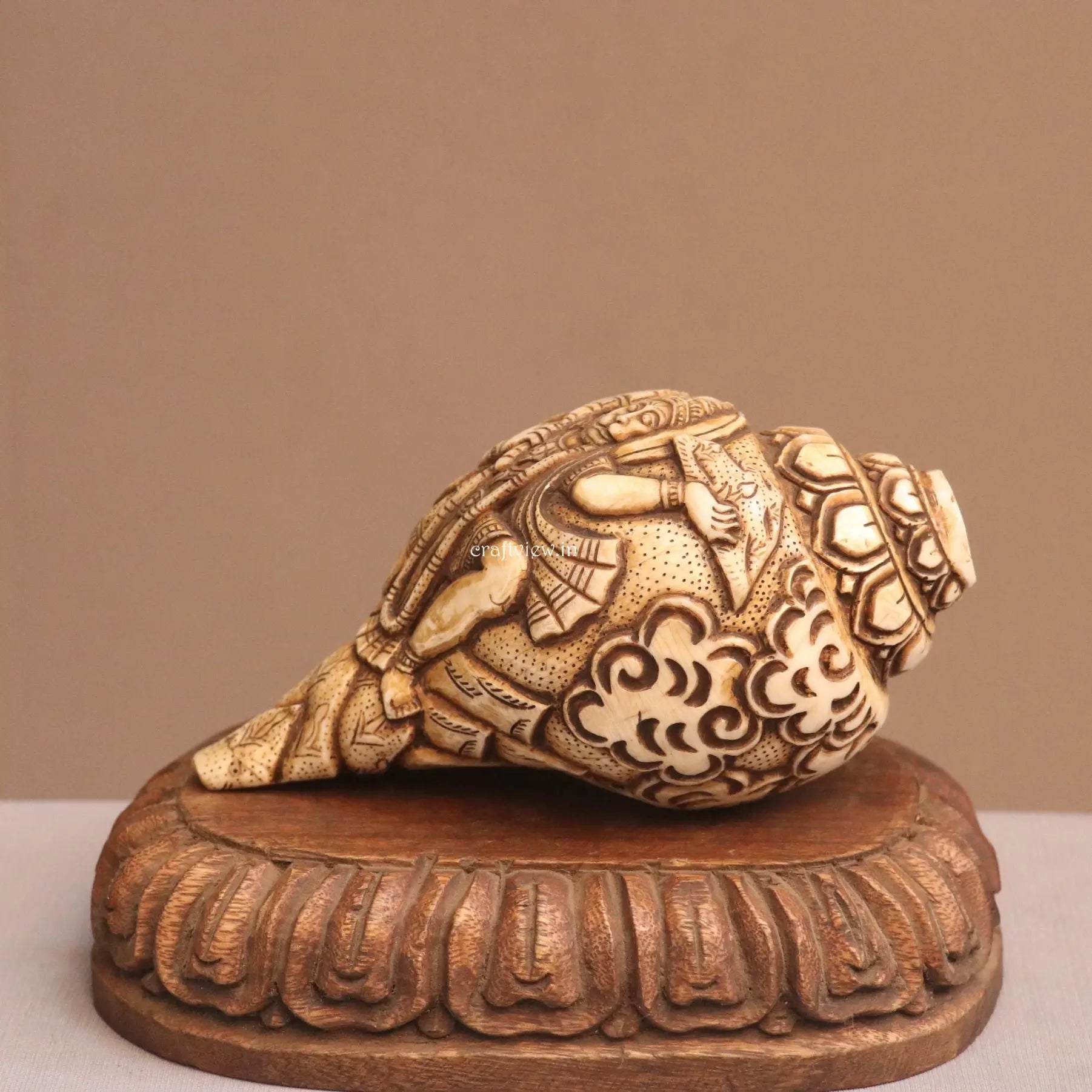 Pure Tibetan Natural Conch Hand Carved Hanuman Statue craftsview