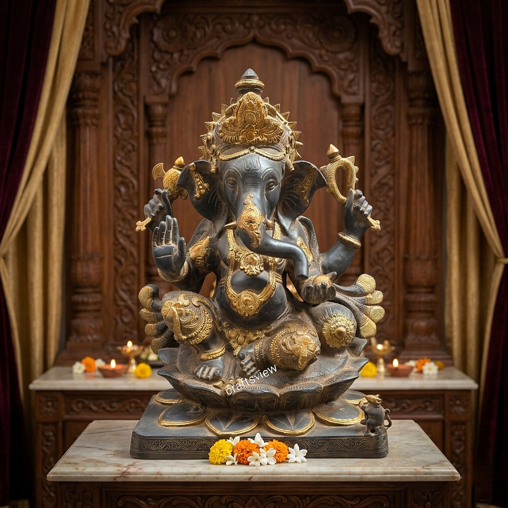 Lord Ganesha Brass Sculpture