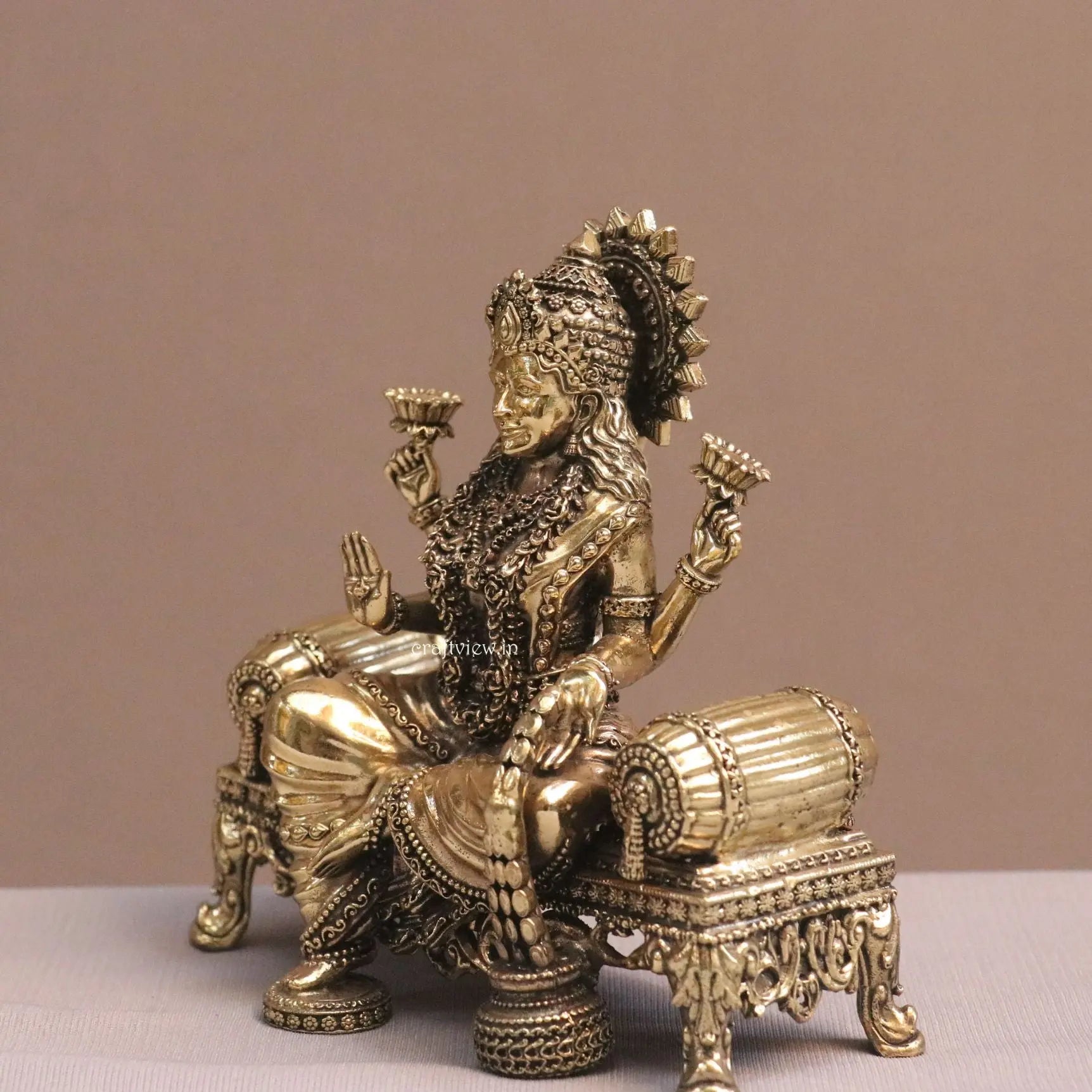 5.5" Superfine Artistic Brass Lakshmi Idols Craftsview