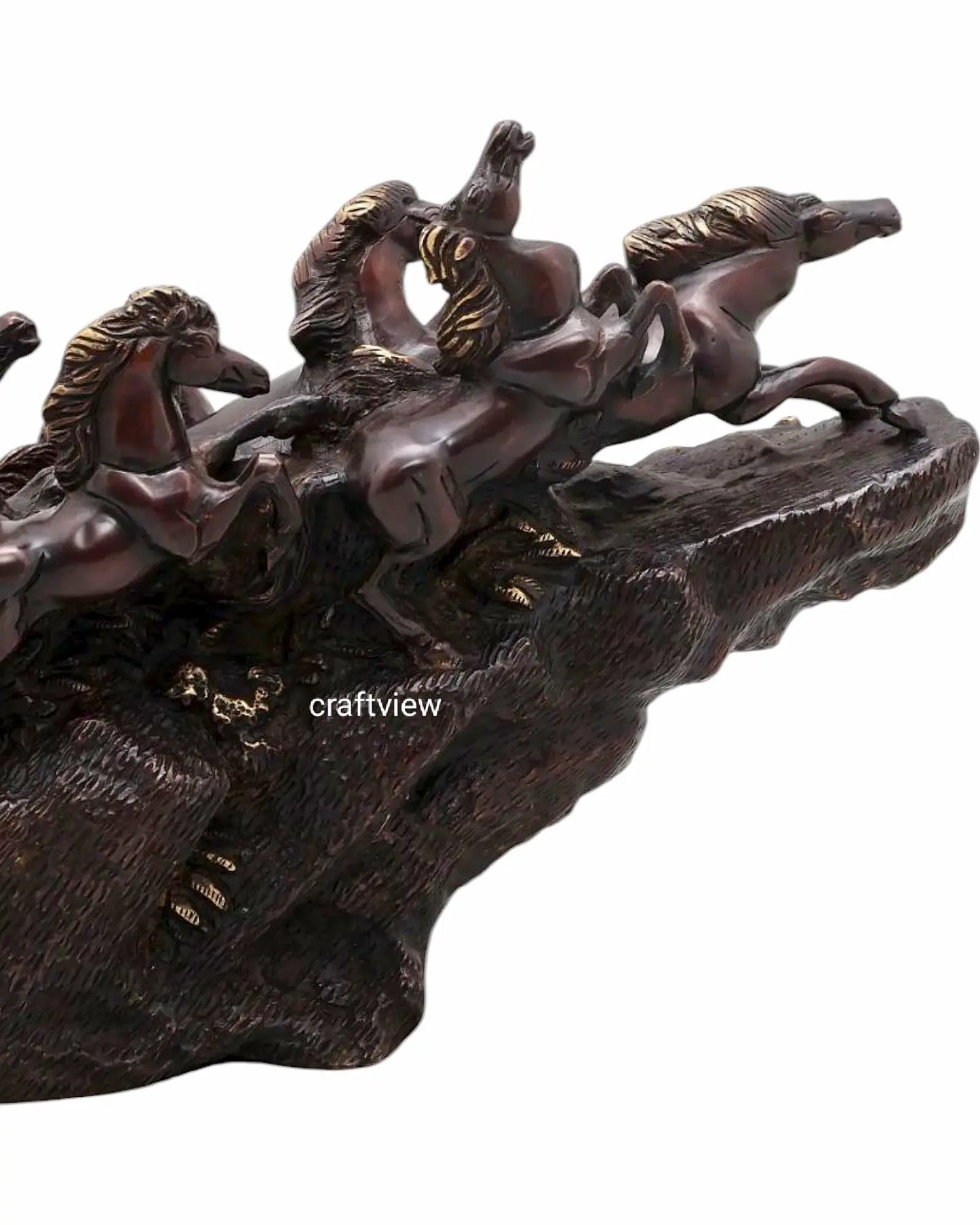 21" Nine Galloping Horses | Brass Sculpture Home Décor Craftsview