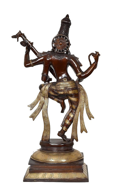 Brass Sarasvati Sculpture standing on Base 32"