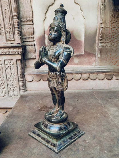 23” Standing Hanuman in Anjali mudra Brass Anjaneya Statue craftsview