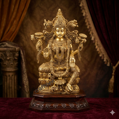 Brass Superfine Handmade Lakshmi Statue. 15"