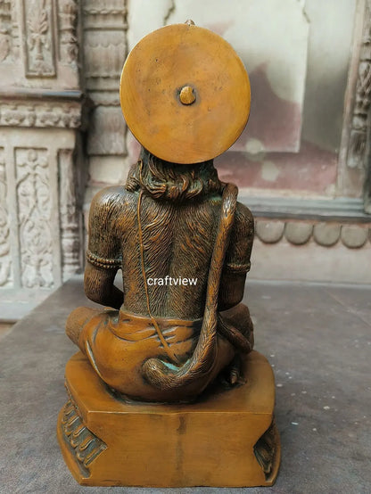 Brass Meditation Hanuman Statue 14" craftsview