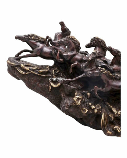 21" Nine Galloping Horses | Brass Sculpture Home Décor Craftsview