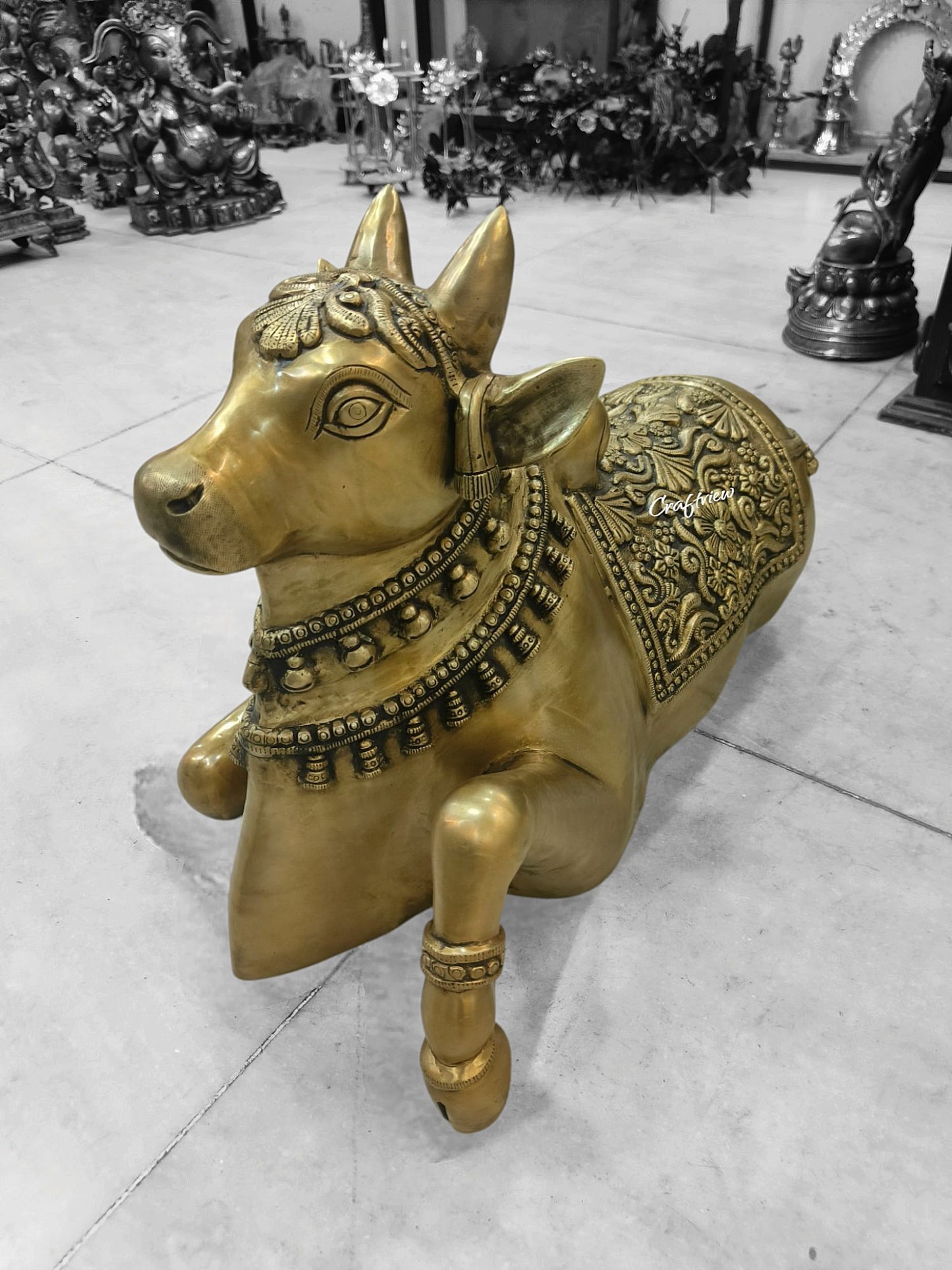 17"Nandi Statue Waiting Meditation of Shiva Nandi